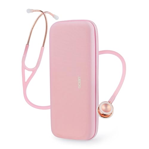 Image of SCIAN Cardiology Stethoscope with Double-Sided Tunable Diaphragms, Professional Stethoscope with Carrying Case for Doctors, Nurses, Med Students, Clinical, Pink