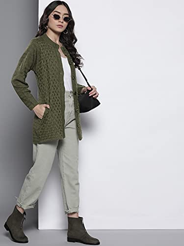 Image of One femme Women's Woollen Solid Color Coat