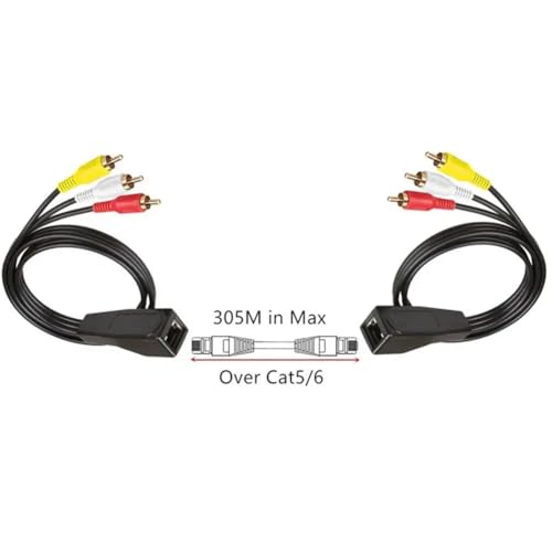 Cable RJ45 a 3RCA con extensor de señal de video analógico para 305 metros 4