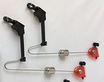 BZS Sensitive Bite Indicators Carp Fishing Alarm - Clip-on Rod Angling Bite Alarms Fishing Accessories with Practical Swing Arms for Day and Night Outdoors Fishing (Red, Pack of 2)