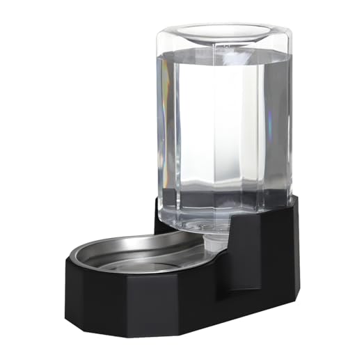 Sfozstra Dog Water Bowl Dispenser: 6L Large Black Gravity Stainless Steel Bowl - Without Filter - Pet Feeder for Pets Indoor/Outdoor Use by Owners 6L Without Filter Black