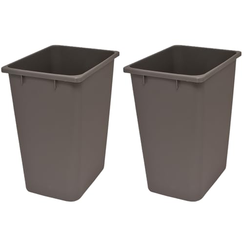 Image of Plastic Trash Can - Indoor Garbage Bin for Kitchen, Home, Office and Commercial Use - Large Waste Disposal Tub, Plastic Waste Container- 12-Gallon (50 Quart - 2 Pack, Grey)