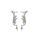 Healeved Pendientes Elegantes y Brillantes Clip de Oreja en Forma de Alas de Aleación para Mujer Ideales para Fiestas Obsequios y Bailes