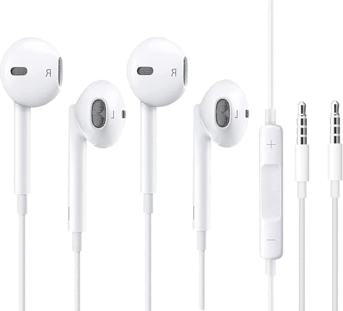 Auriculares In Ear con Cable y Microfono,Auricular con 3.5MM Jack,Cascos Musica con Graves Potentes,Compatible con iPhone,iPad,Samsung,Huawei MP3 y Todos los Deportivos de Auriculares de 3,5 mm 2 Pack