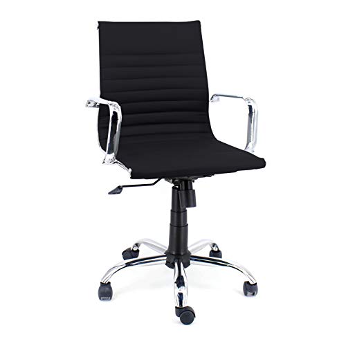 Italian Concept Akka - Sillón direccional de Piel sintética/STR Cromado, 57 x 60 x 93/101, Negro Cover