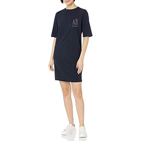 Armani Exchange Women's Studded Icon Logo T-Shirt Dress Casual, Blue, M Cover