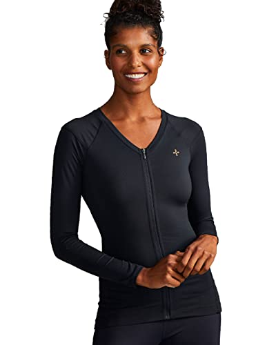 Tommie Copper Women’s Full Back Support Shirt I UPF 50, Breathable Long Sleeve Compression Shirt for Upper & Lower Back, Shoulder, HIPS & Posture Support for Everyday - Black - Medium