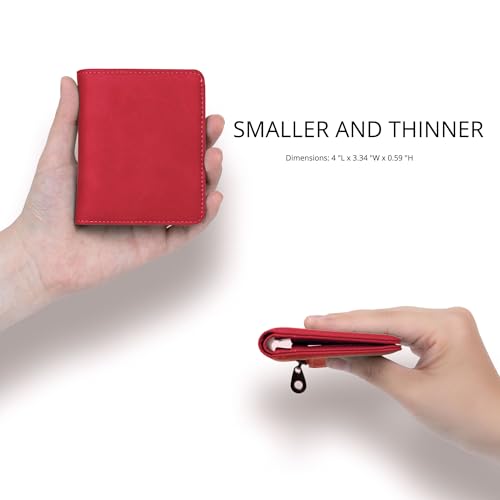 Image of Alldaily Small RFID Wallet for Women Slim Compact Bifold Pocket Ladies Travel Mini Purse (Red)