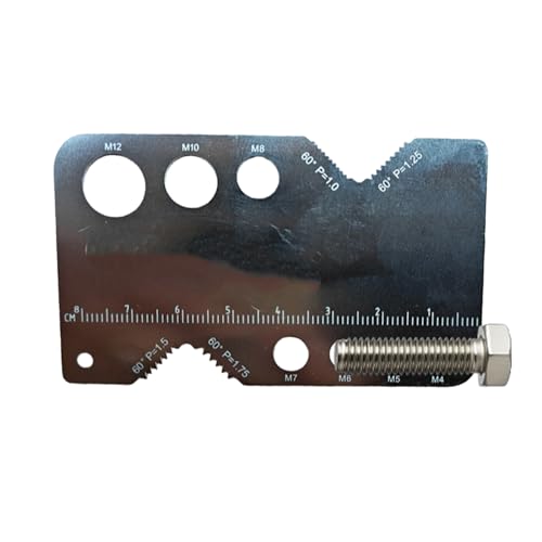 Medidor de rosca | Regla portátil de acero inoxidable,Medidor de medición de diámetro para pernos y tornillos | para técnicos ingenieros fontanería taller casa garaje fábricas