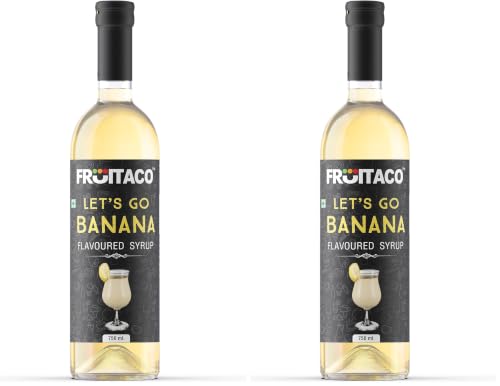 Image of Fruitaco Banana Syrup Perfect Mixer for Enhancing Mocktails & Cocktails, Drinks, Shakes, Juices and Mojitos at Parties, Conveniently Packaged in a 750ml Bottle for All Your Mixing Needs Non-Alcoholic
