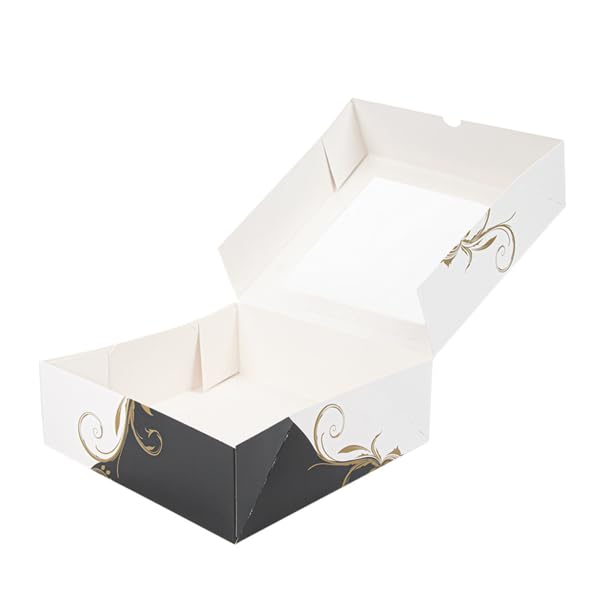 Lot 50 Boîtes Pâtisserie Fenêtre Thepack 18x18x7,5 Cm – Carton Blanc Ondulé Nano-Micro 250g/m² + Film OPP, Idéal Gâteaux & Cupcakes
