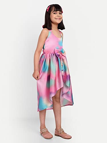 Image of TILISM Girl's Satin Skater Knee-Length Dress (SUPERART02 Multicolour