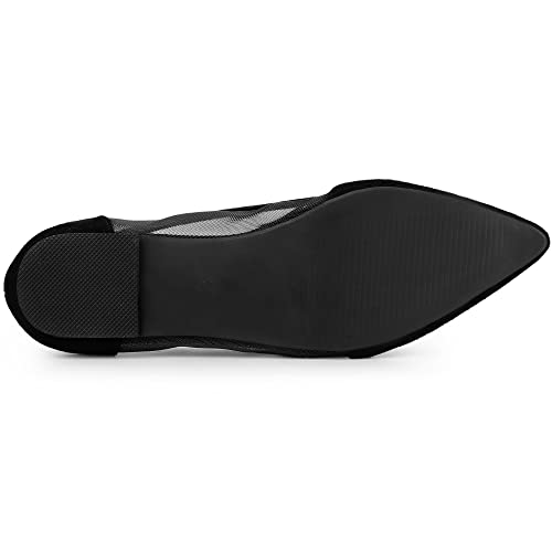 Allegra K Women's Pointed Toe Mesh Slip On Black Ballet Flats - 7.5 M Us #TOP6