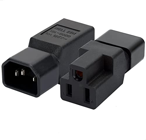 Image of Toptekits Adapter Nema 5-15r to C14, IEC C14 Male to NEMA 5-15R Power Converter Adaptor (Pack of 2)