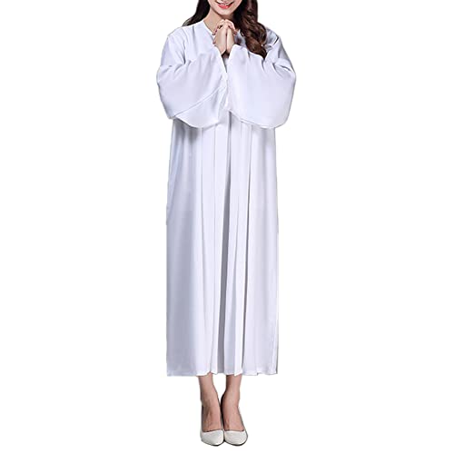 BLESSUME Church Clergy White Choir Robe Liturgical Praise Worship Dance Dress Long Sleeves3