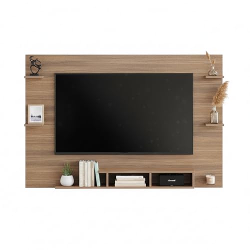Image of FURNEASER Harrison Wall Mount TV Cabinet for Living Room | TV Unit with Back Panel, Set Top Box Stand & Display Shelves | Modern TV Rack & Entertainment Unit for 43 50 55 Inch TV (Exotic Teak)