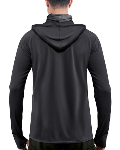 Image of isnowood Sun Shirt UPF 50+ Men's Fishing Long Sleeve UV Protection Hoodie Hiking Rash Guard Swimming Running