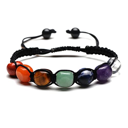 7 Chakra Armband Edelstein Armbänder Echte Steine Elastisch Lava Armband Natürliche Chakra Steine Yoga Armband Glückbringen Edelstein für Damen Herren Cover