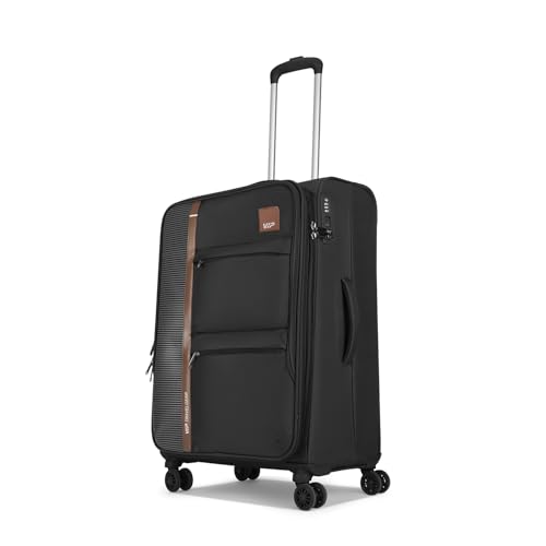 Image of VIP Grande 8 Wheel Check-in (Medium Size) Soft Case Trolley Bag | TSA Lock | Expandable Polyester Luggage | 3 Year International Warranty | Anti-Theft Zipper | 70 CM Suitcase for Travel | Black