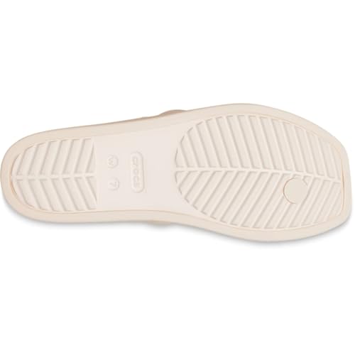 Image of Crocs Women's Miami Toe Loop Sandals | Square Toe Flat | Flexible Straps | Croslite Foam Footbed