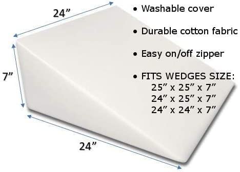 24” X 24” X 7” Bed Wedge Cover – Wedge Pillow Replacement Cover With Zipper - 100% Cotton Replacement Pillowcase For Bed Wedges - Universal Fit For Wedges Up To 27” Wide - 24” X 24” X 7” - Chocolate #TOP1
