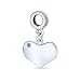 Personnalisé Gravable Initial Monogramme Simulé Bleu Topaze Cristal Accent Forme du Cœur Pendentre Perle Charme .925 Argent Sterling Pour Femmes Adolescent Bracelet Européen Personnalisable
