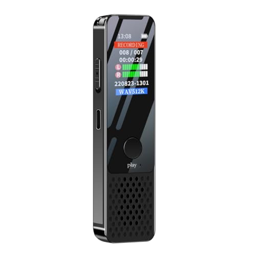 Wzxksoac Grabadora de Voz Digital, Reproductor de MúSica Activado, 1536 KBPS, Alta ReduccióN de Ruido de GrabacióN, Reproductor de MP3 para Reuniones, 64 G