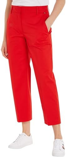 Tommy Hilfiger Women Trousers Slim Fit Chino, Red (Fierce Red), 32