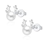 🎄【Hochwertiges Material】-- Weihnachten Ohrstecker sind aus 925 Sterling Silber + Weißgold / Rosegold / Gold Plattiert + Perle. Silber Elch Perle Ohrstecker sind nickelfrei und hypoallergen für empfindliche Haut! Dank der hochglanzpolierten Oberfläche glänzen die Silber Elch Perle Ohrstecker Damen für immer wie neu. Die Silber Ohrstecker Weihnachten sind mit Schmetterlingsverschlüssen gesichert, sodass Ihnen nie wieder Ihre Ohrstecker verloren gehen können!