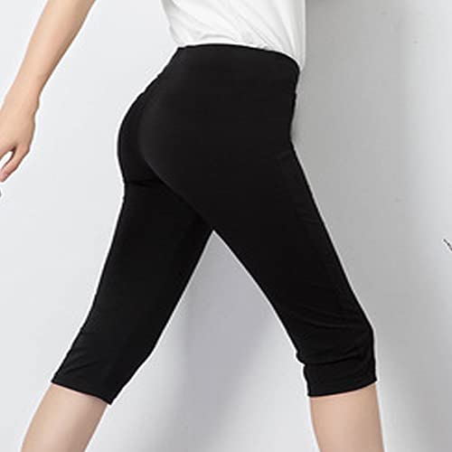 4 Pack Girls' Basic Capri Leggings 3/4 Pants Black Girls Cropped Leggings for School or Sports4