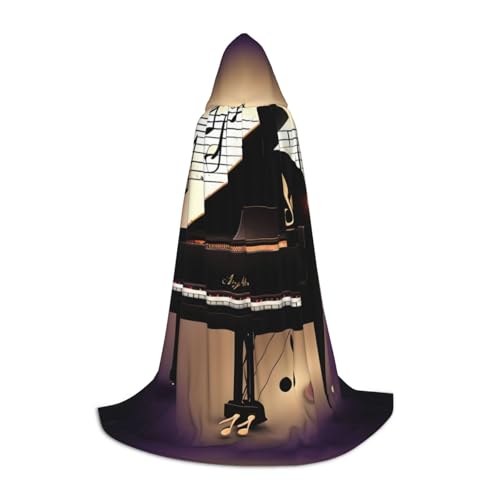 Cape à capuche imprimé piano Halloween et bal masqué