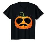 JackoLantern Pumpkin Sunglasses Mustache Funny Halloween T-Shirt, Youth, Black, Large