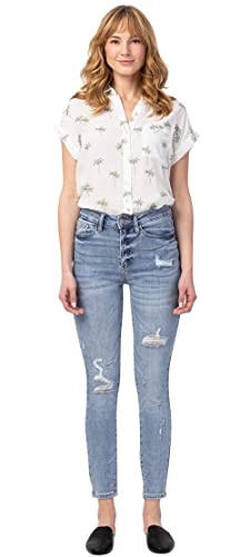 Judy Blue Women's High Waist Destroyed Skinny Jeans