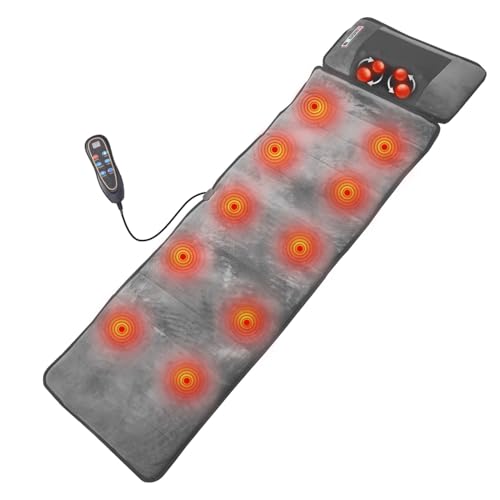 Colchoneta Masaje Cuerpo Completo | Manta Masajeador Cuerpo Entero Con Calefactado&Vibración | Estera Cojin Masajeador Plegable 9 Modos | Para Mujer Espalda, Piernas Cuello Masaje, Mando Distancia