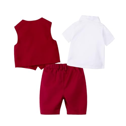 Image of Mud Kingdom Boys Suit 4 Piece Dress Shirt Vest Shorts Set with Bow Tie 2-8 Years