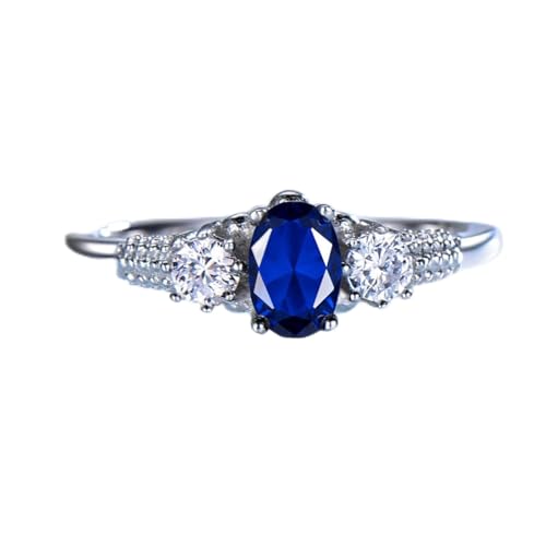 Anneaux de saphir bleu bague argent sterling 925 bijoux tendance femme