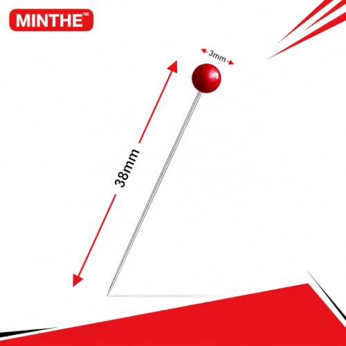 Image of MINTHE 100PCS Sewing Pins for Fabric, Straight Pins Sewing with Pearlized Colored Heads, Quilting Supplies, Pearl, Stick, Corsage, Head