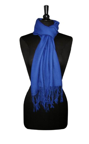 100% Wool Pashmina Solid Scarf ROYAL BLUE Color Womens Shawl Wrap Scarve2