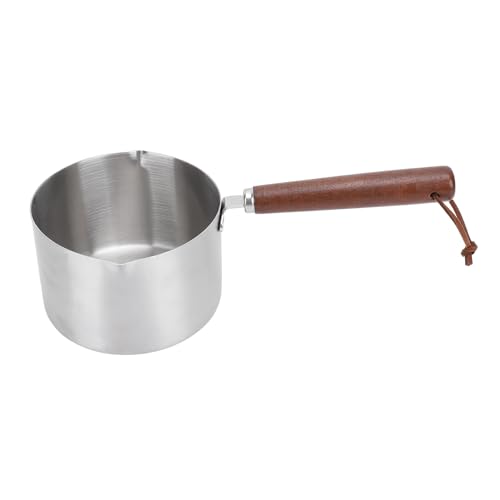 Restokki Butter Warmer Pot Wooden Handle 304 Stainless Steel Mini Milk Boiling Pot for Kitchen
