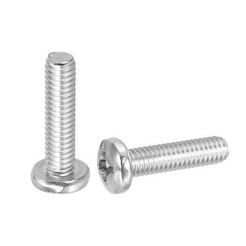 PATIKIL 5/16-18 x 1-1/4" パンヘッドマシンスクリュー 10個304ステンレススチールラウンドヘッドスクリュー キャビネット引き出しノブ取っ手用 プラスドライブ 全ねじ 明るい仕上げ