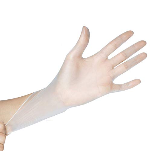 AJAC Disposable PVC Gloves, Anti-Dust Protective Thick Transparent Safety Mittens, for Housekeeping Kitchen Cooking Cleaning, White M