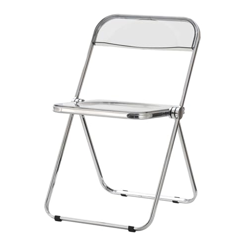SUNLINK Source Acrylic Folding Chair Foldable and Stackable Clear Chair with Chrome Frame Modern Plastic Ghost Chairs for Indoor Outdoor Living Room Office Event Dining (Transparent)