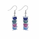 ASTER ALHELÍ - Pendientes Mujer Largos de Piedras Naturales Turmalina - Pendientes y Abalorios Chapados en Plata de Ley - Muy Elegantes y Ligeros - Perfectos para Regalo (Chapado en plata)