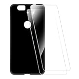 ESCAMOT Coque Imprime + 2 Protections Verre Tremp Compatible avec Huawei Nexus 6P, Coque Souple Anti-Choc et Film HD Clair (Noir)