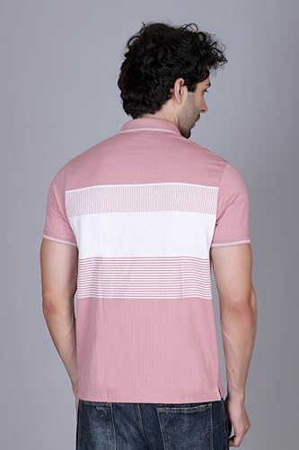 Image of SANE ORIGINALS T-Shirt for Men with Pocket || Textured Striped Polo for Men