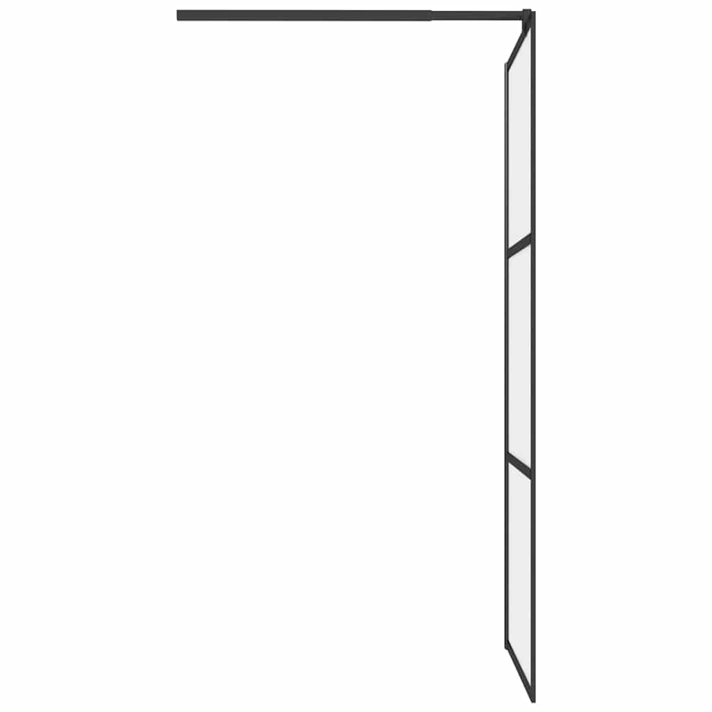 Ścianka prysznicowa Walk-In 80 x 195 cm ESG matowe szkło czarne z aluminiową ramą, regulowana, ochrona przed pryskaniem, ścianka boczna łazienka, akcesoria sanitarne do wnęki i narożnika
