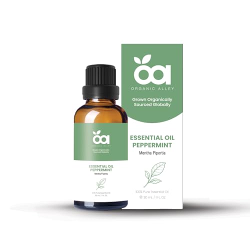 Peppermint Essential Oil by Organic Alley | 100% Pure Therapeutic-Grade Mentha Piperita Oil | Essential Oil for Aromatherapy, Relaxation | Fresh Minty Scent | Premium Quality (1 Fl Oz, Peppermint) -  OA-P-PEMT30