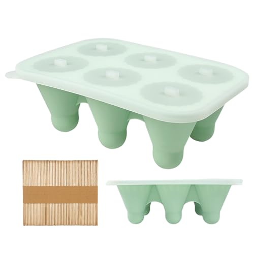 Lrtyui シリコン アイス モールド,バドミントンテーマ6キャビティ - アイスブロックシリコン型スティック付き - ヨーグルト・ジュース・ケーキ・トリュフ・グミデザート・フォンダン・キャラメル・チョコレートムース用