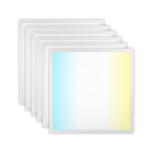LUXULA 6x LED Panel 62x62cm 3000K 4000K 6000K CCT einstellbar 36W 3600lm Deckenlampe mit 230V Netzteil - LED Bürolampe für Rasterdecken Rasterleuchte Bürobeleuchtung