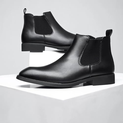 SANNAX Men's Chelsea Boots Classic Business Leather Shoes Casual Dress Ankle Boot3